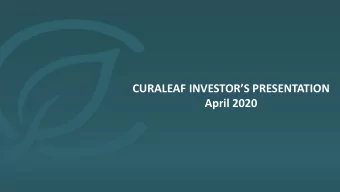 April 2020  DISCLAIMER  Cautionary Note Regarding Forward-Looking Statements and Future-Oriented