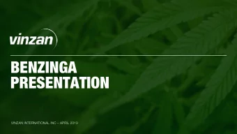 BENZINGA  PRESENTATION  VINZAN INTERNATIONAL INC  APRIL 2019  VINZANS COMMODITY TRADING MODEL