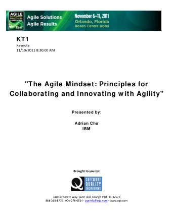 &quot;The Agile Mindset: Principles for  Collaborating and Innovating w ith Agility&quot;