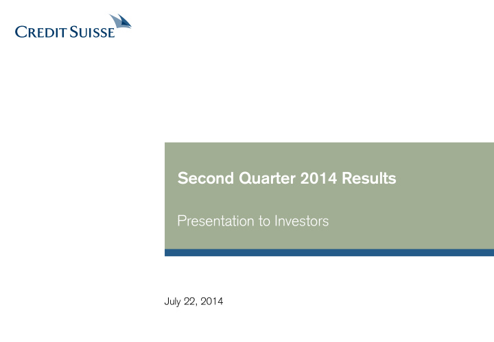 second quarter 2014 results