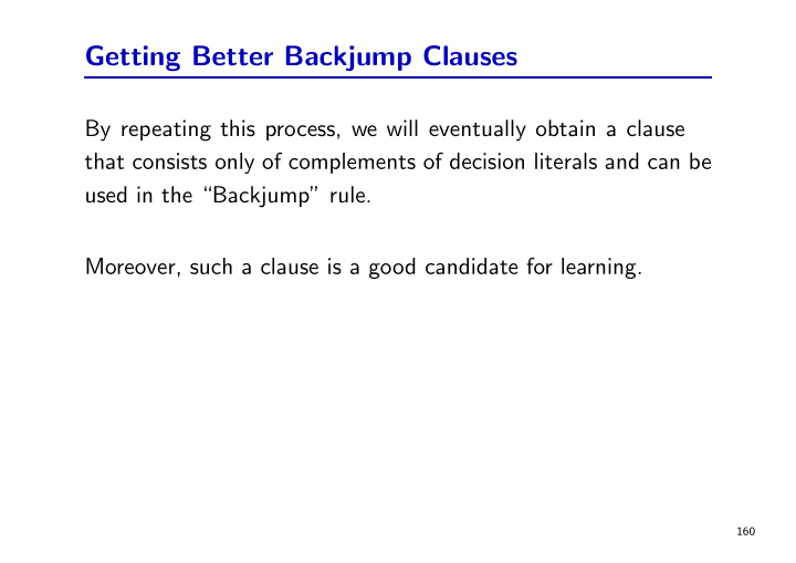 getting better backjump clauses