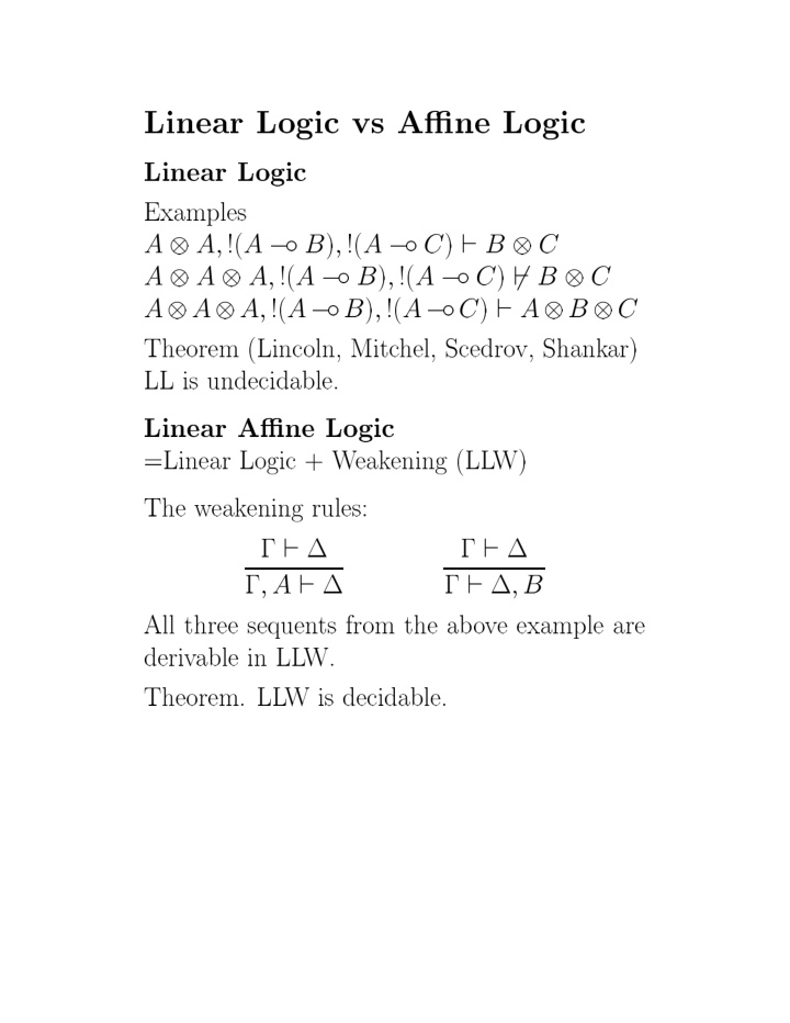 linear logi vs a ne logi linear logi examples a a a b a