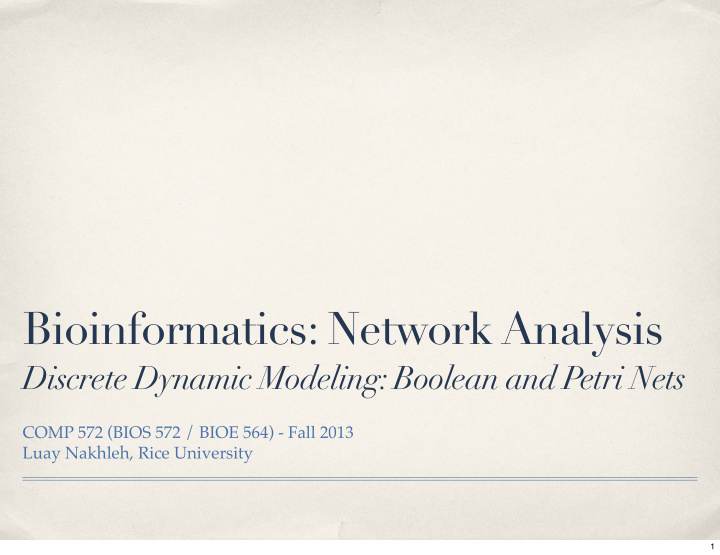 bioinformatics network analysis