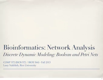 Bioinformatics: Network Analysis  Discrete Dynamic Modeling: Boolean and Petri Nets  COMP 572 (BIOS