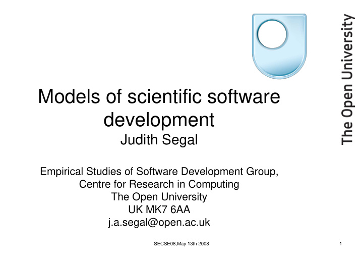 models of scientific software