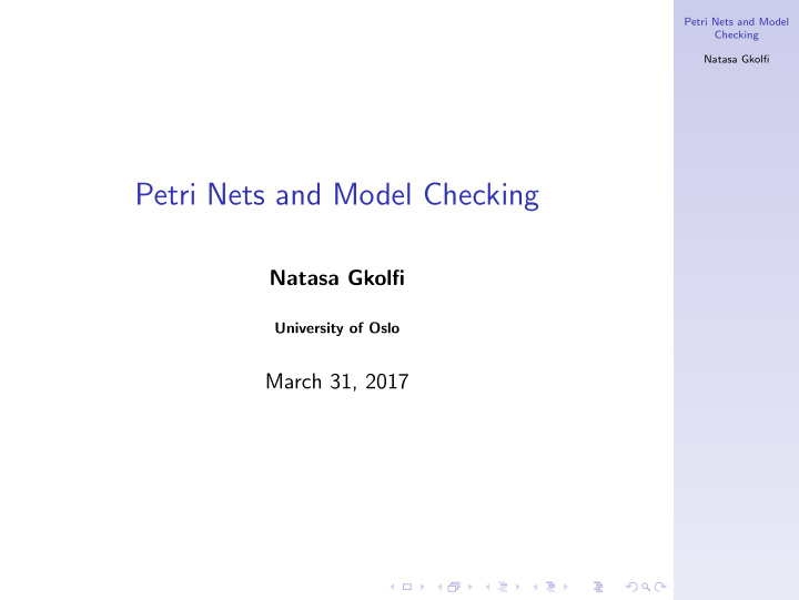 petri nets and model checking