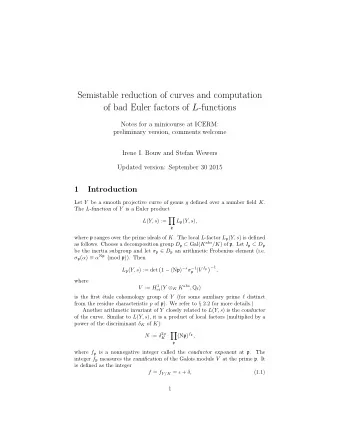 Semistable reduction of curves and computation of bad Euler factors of L -functions  Notes for a