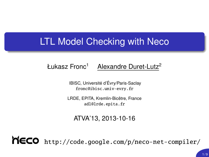 ltl model checking with neco