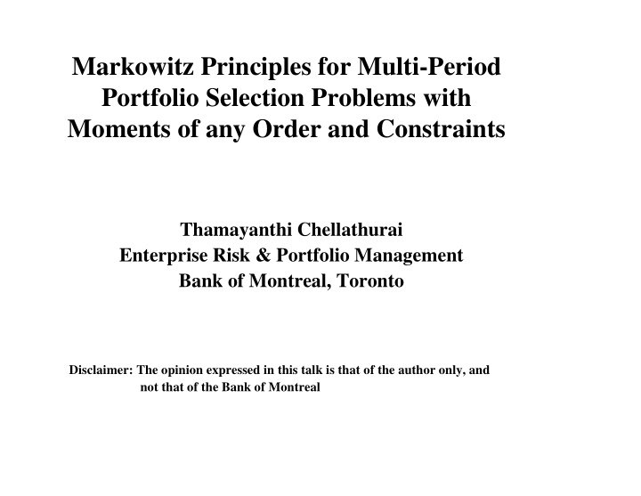 markowitz principles for multi period portfolio selection