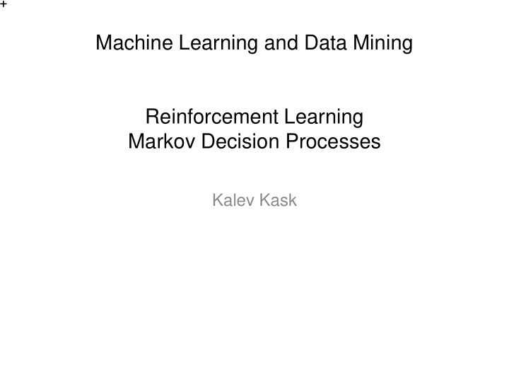 machine learning and data mining reinforcement learning