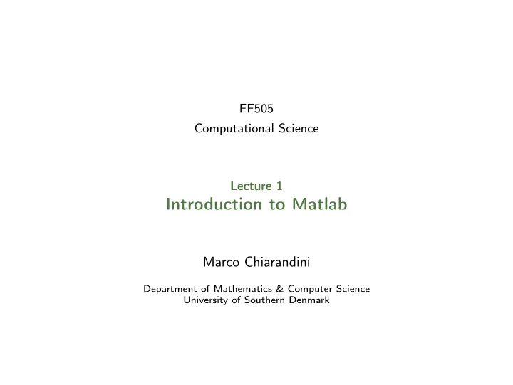 introduction to matlab