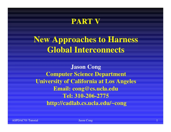 new approaches to harness global interconnects