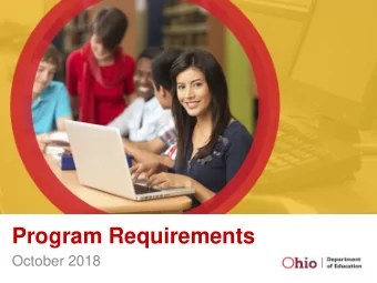 Program Requirements  October 2018  Program Requirements  Overview 21 st Century programs are