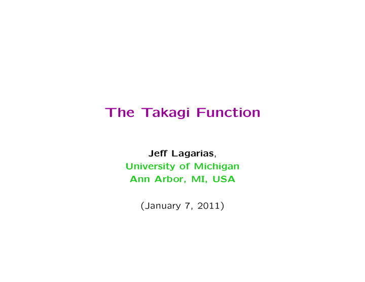 the takagi function