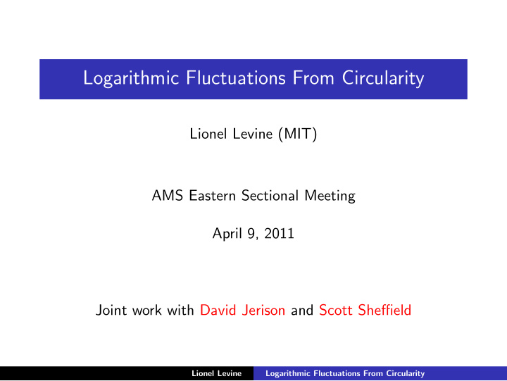 logarithmic fluctuations from circularity