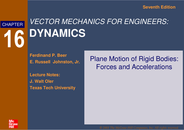 dynamics ferdinand p beer plane motion of rigid bodies e