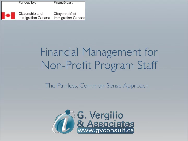 financial management for non profit program staff