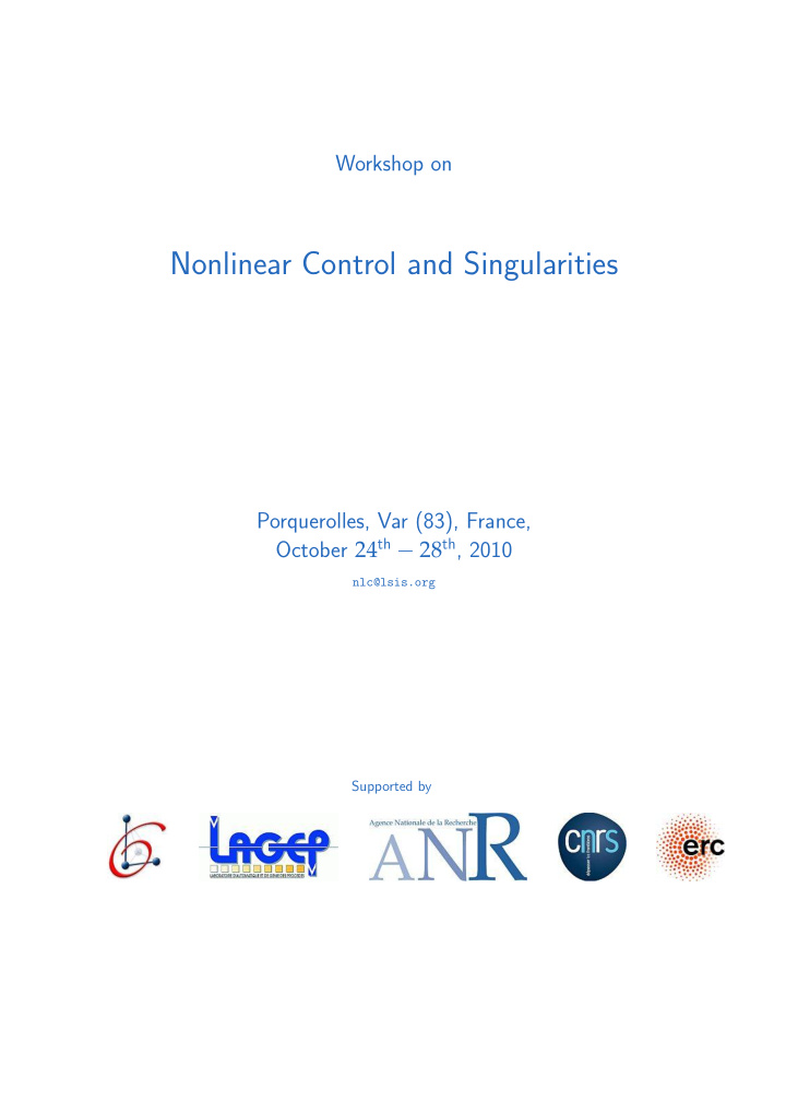 nonlinear control and singularities