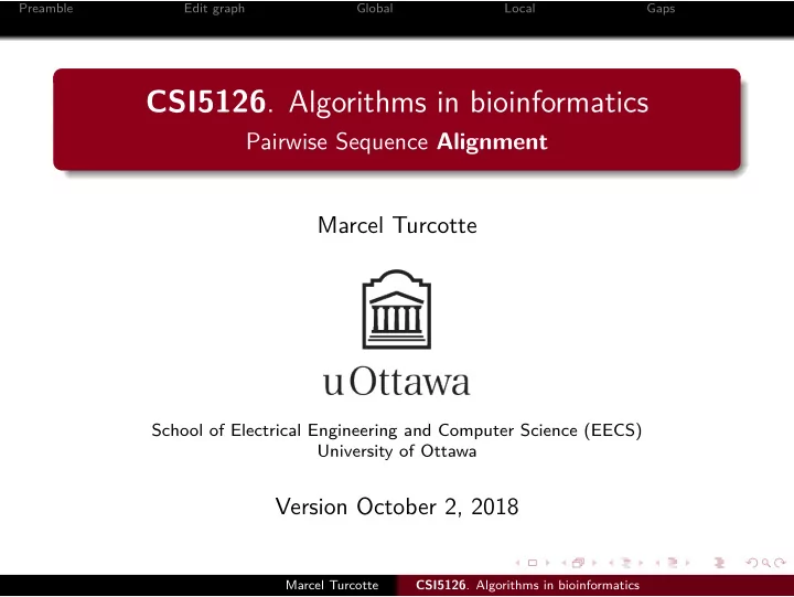 csi5126 algorithms in bioinformatics