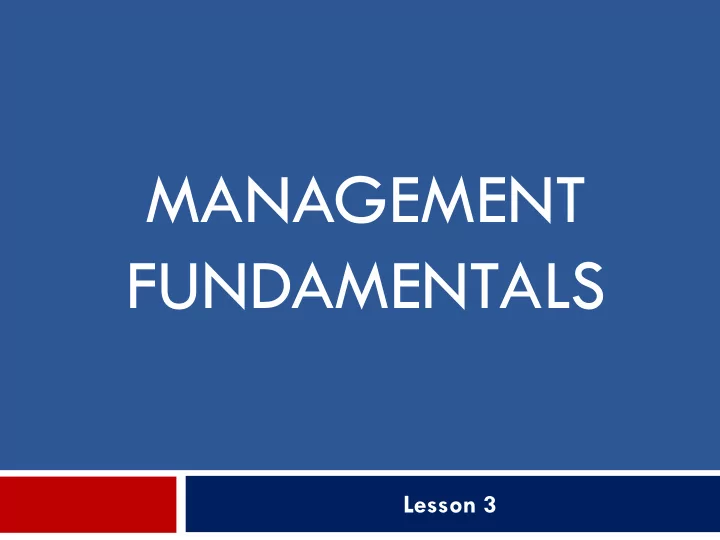 management fundamentals