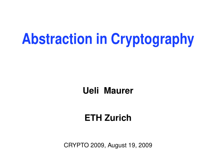 abstraction in cryptography