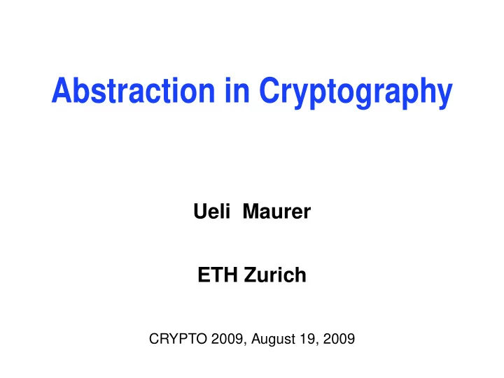 abstraction in cryptography