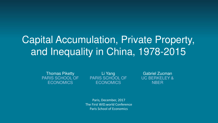 capital accumulation private property and inequality in