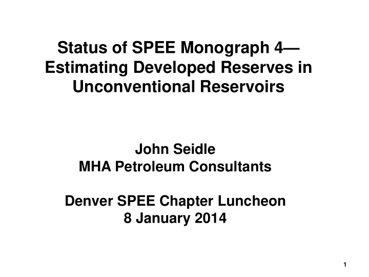 status of spee monograph 4