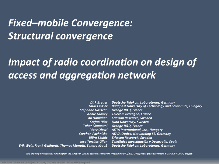 fixed mobile convergence structural convergence impact of