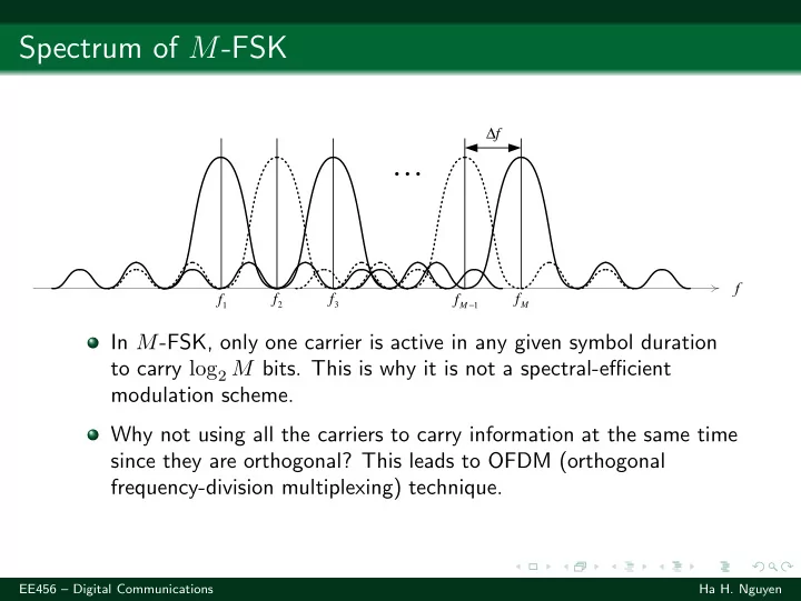 f f f f f 1 2 3 m 1 m in m fsk only one carrier is active