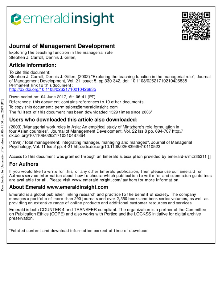 journal of management development