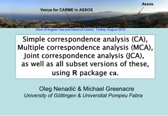 package  package  ca  function  function  ca  mjca  (simple) correspondence  multiple