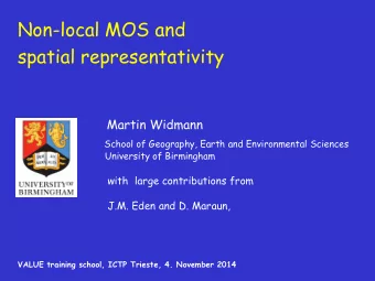 Martin Widmann  School of Geography, Earth and Environmental Sciences University of Birmingham