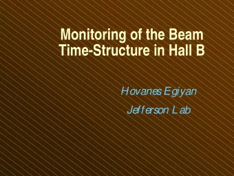 Monitoring of the Beam  Time-Structure in Hall B  Hovanes Egiyan  Jefferson Lab  Topics of