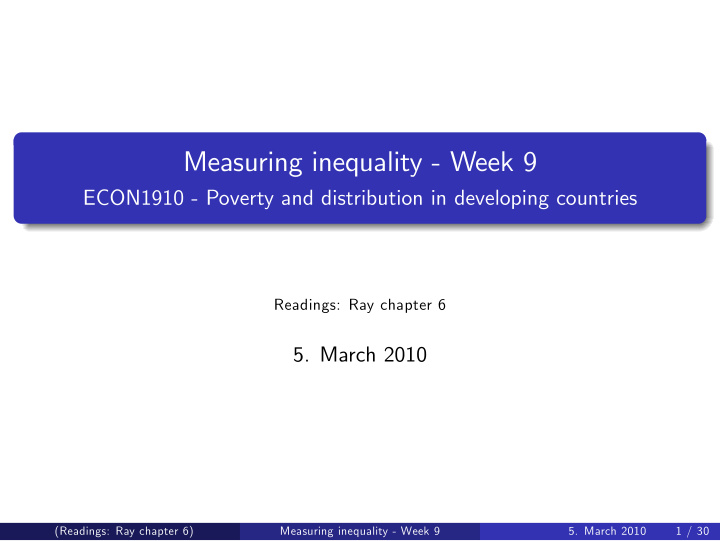 measuring inequality week 9