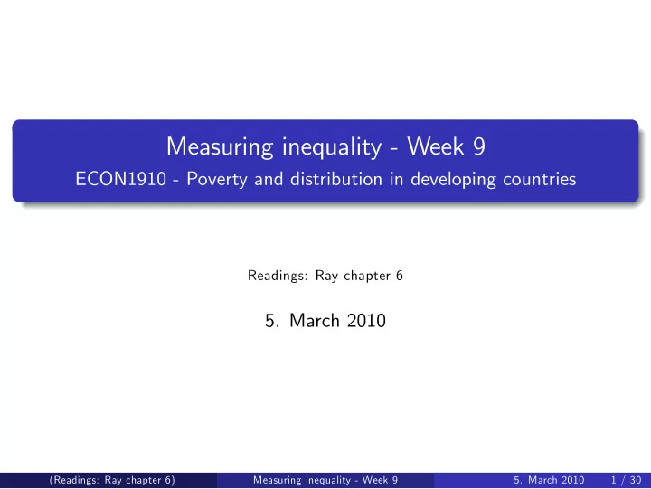 measuring inequality week 9