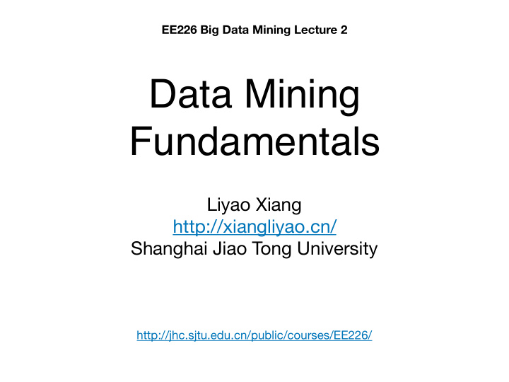data mining fundamentals