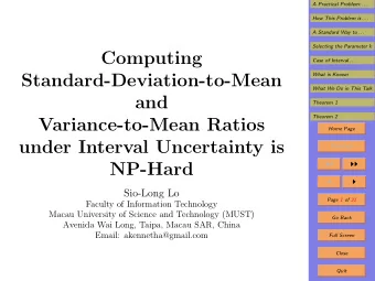 Computing  Case of Interval . . .  Standard-Deviation-to-Mean  What is Known  What We Do in This