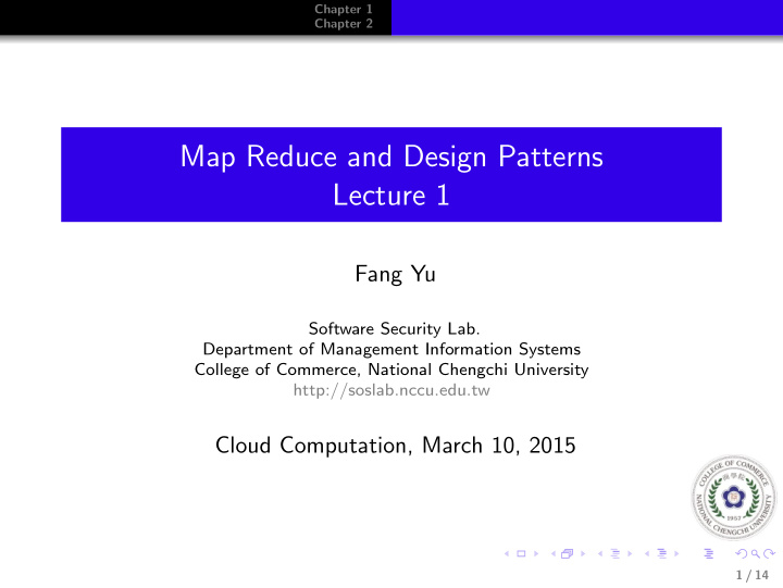 map reduce and design patterns lecture 1