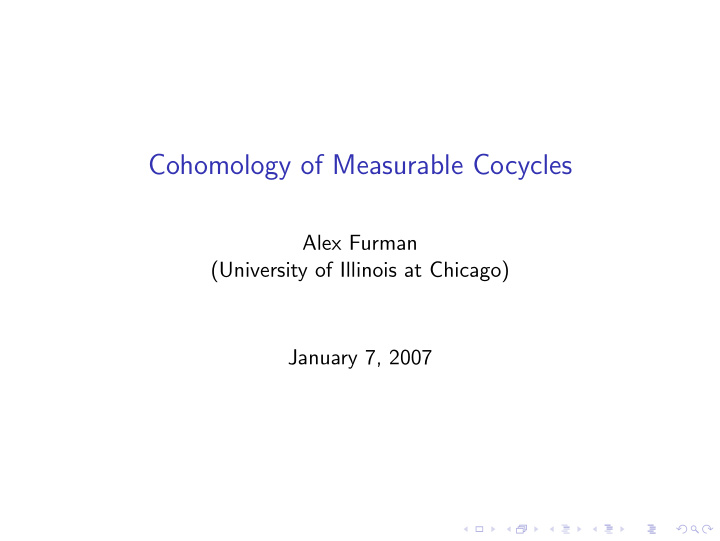 cohomology of measurable cocycles