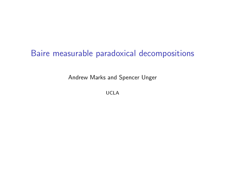 baire measurable paradoxical decompositions