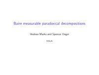 baire measurable paradoxical decompositions