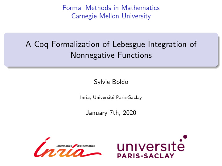 a coq formalization of lebesgue integration of