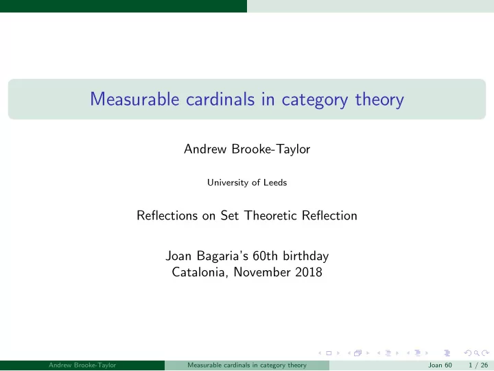 measurable cardinals in category theory