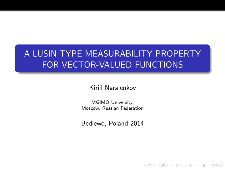 a lusin type measurability property for vector valued