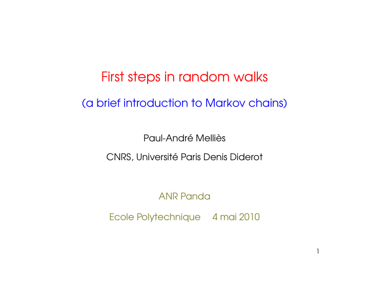 first steps in random walks