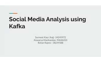 Social Media Analysis using  Kafka  Surmeet Kaur Jhajj - 54245972  Aiswarya Manikandan- 94646410