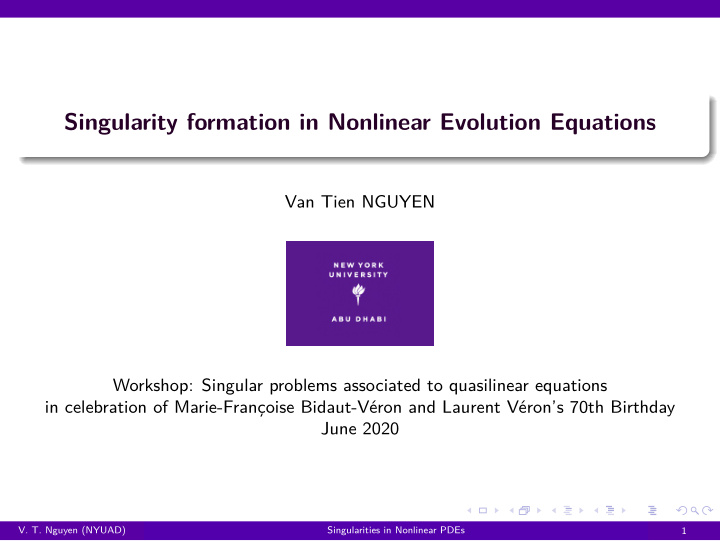 singularity formation in nonlinear evolution equations
