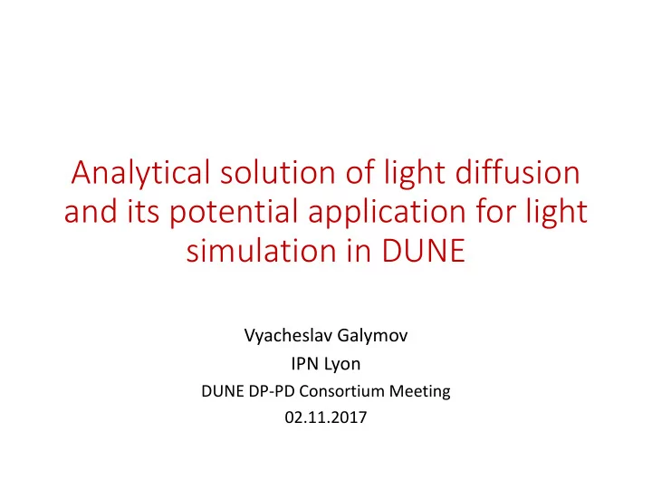 analytical solution of light diffusion