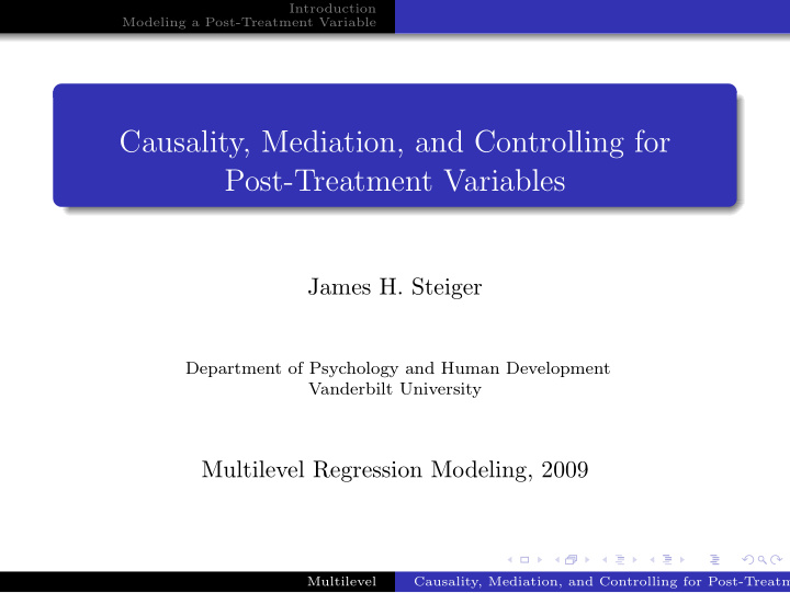 causality mediation and controlling for post treatment